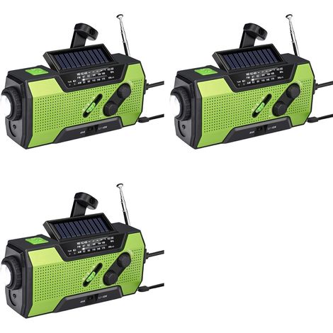 3X Radio Météo d'urgence à Manivelle, Portable, Chargement avec (1/5)