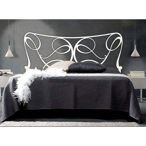 Letto matrimoniale con testiera in ferro bianco e contenitore 170x200xh.130 cm
