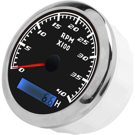 Tachymètre à aiguille de 85 mm pour bateau, rétroéclairage rouge, acier inoxydable IP67, universel pour voiture et camion, noir (1/5)