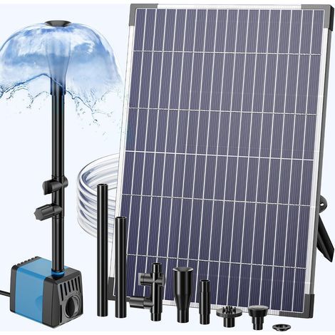 Billing 7,5-W-Solarbrunnen mit Solarpumpe, Solarpumpe für Fischteiche und Gärten mit 12 Düsen und Schlauch, Solarbrunnen für Teiche, Schwimmbecken und Speichertanks (1/5)