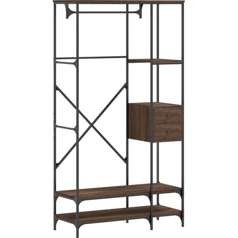 Porte-vêtements avec étagères chêne marron bois d'ingénierie CFW847993 (1/5)