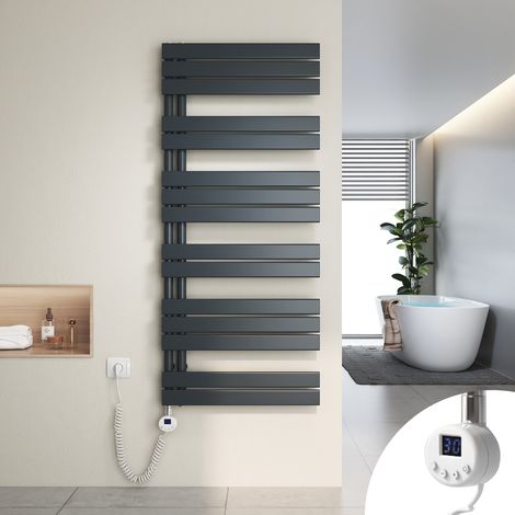 Heilmetz Secador de Toallas Eléctrico, Secador de Toallas Plano con Elemento Eléctrico Temporizador, Conexión Lateral,140x60cm, 800W, Antracita