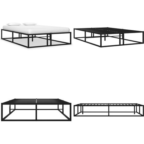 Estructura de cama sin colchón metal negro 120x200 cm - Cama metálica - Cama sin colchón