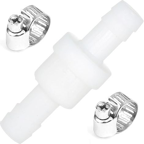 Clapet anti-retour en ligne de 10 mm de diamètre avec 2 colliers de serrage, clapet anti-retour pour machine à laver, sèche-linge, pour eau, air liquide, carburant, gaz (1/5)