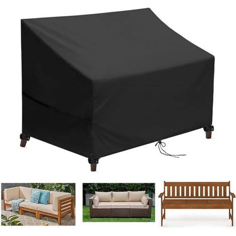 Housse Banc Jardin 3 Places - Impermeable Oxford 420D - Coupe-Vent avec Cordon et Boucles - 163x66x89 cm - Protection UV Neige Déchirure (1/3)