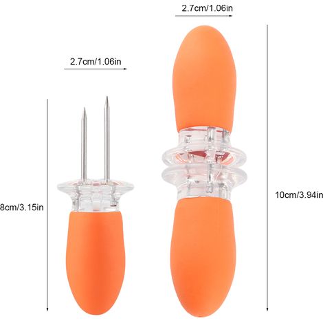4 Sets Grillgabeln aus Edelstahl und ABS, 8-teilig, orange/grün/blau, passend für Grilleinsatz und Thermometer