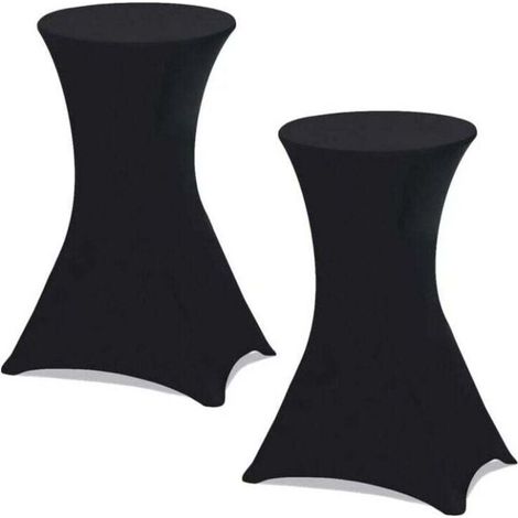 Set of 2 black covers for 110 cm folding high table (black) (1/4)