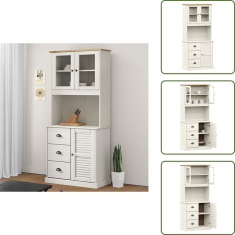 Mueble de almacenamiento - vidaXL Aparador alto VIGO madera maciza de pino blanco 78x40x175 cm - Mueble decorativo