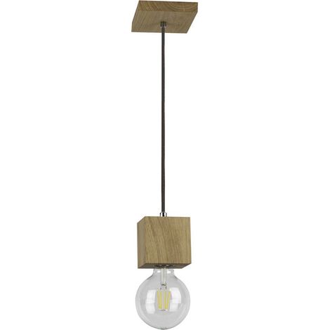 Suspension en Chêne huilé Design Scandinave 1 Tête TRONGO SQUARE (1/5)