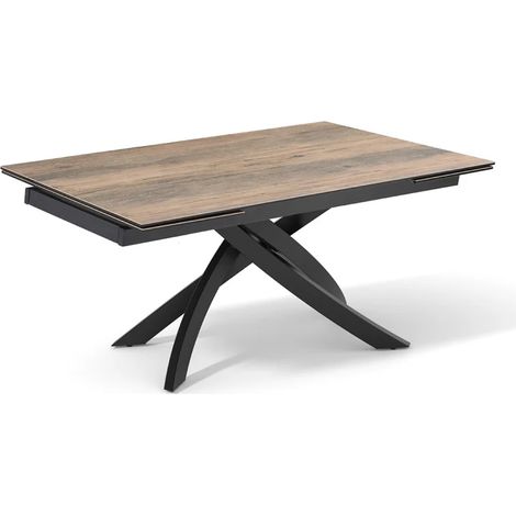 Table extensible 160 à 240 cm céramique effet bois pied entrecroisé - TEXAS 11 (1/5)