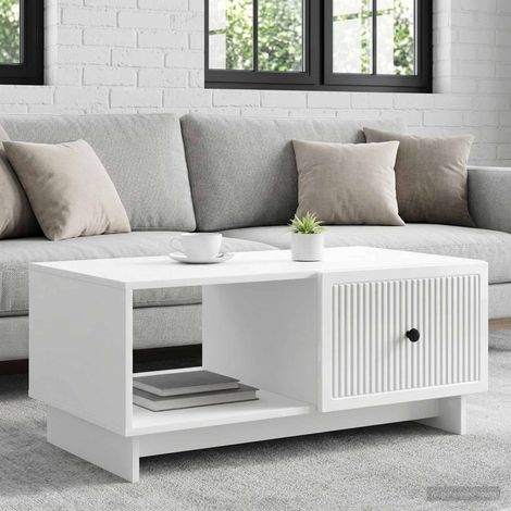 vidaXL Table basse Blanc brillant 90 x 50 x 40 cm Bois d'ingénierie (1/5)