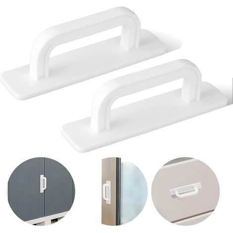 Lot de 2 poignées autocollantes pour poignée de porte de balcon, placard, extérieur, 100 mm, à coller, sans perçage, pour armoires de cuisine, penderie
