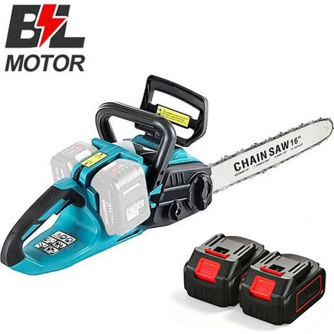 3500 Watts - 16 pouces - 21v brushless tronçonneuse électrique, outil de travail du bois portable avec 2 piles (1/5)