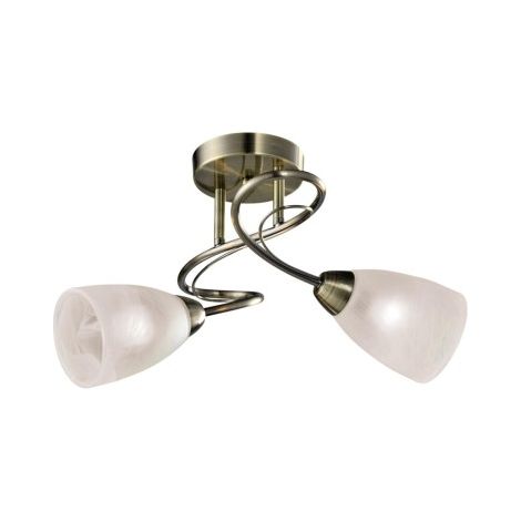 Plafonnier Dario Kaja patiné laiton 2xE14 verre blanc