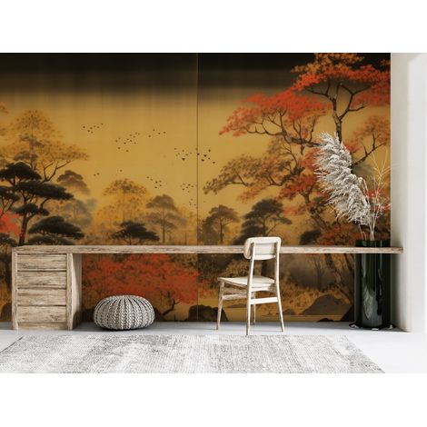 Papier peint nature paysage de foret asiatique dautomne - 150 x 250 cm (1/2)