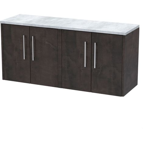 Winshill Contemporary Wall Hung Vanity Unit with Laminate Worktop, Metallic Slate, 1200mm