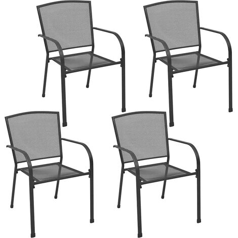 Lot de 4 Chaises de Jardin en Acier Maillé Empilables pour Extérieur et Intérieur Anthracite - PANGIVO (1/5)