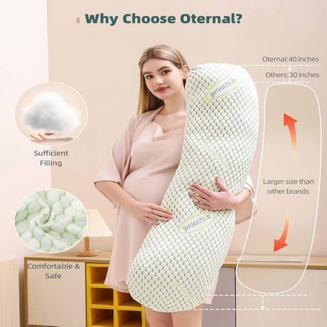 FLITI Pink Pregnancy Pillow – Ultra-Soft Maternity Pillow with Removable Cover, Full Back, Hip, and Leg Support, Height 20-25cm, Free Half-Moon Pillow Included, Comfort, Sleep, and Recovery (1/5)