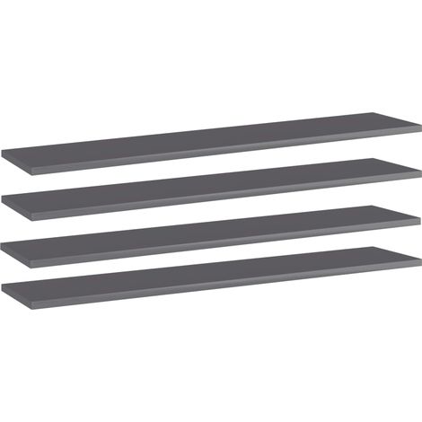 vidaXL Ripiani per Libreria 4pz Grigio Lucido 100x20x1,5cm Multistrato (1/5)