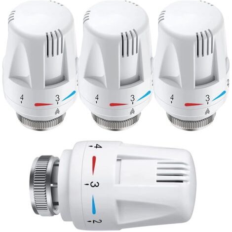 Tête Thermostatique, 4 Pièces Thermostat, Tête De Rechange De Valve De Radiateur Standard M30 X 1,5 Contrôle De La Température, Blanc (1/5)