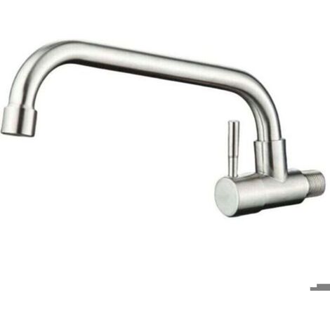 Robinet Mural Eau Froide pour Cuisine, Mitigeur Evier Mural Brossé Anti-empreinte,Mousseur Démontable