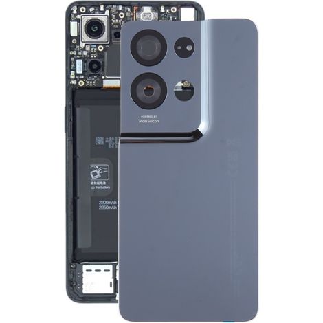 Original battery back cover with camera surround for OPPO Reno8 Pro 5G (Color: Black) (1/4)