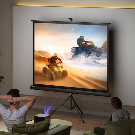 Écran de projection au format 4:3, écran de cinéma, surface de présentation pour la maison ou le bureau, noir (1/5)