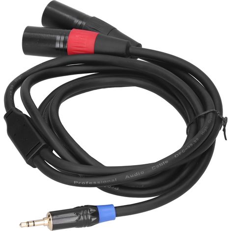 Câble adaptateur audio 3.5mm mâle vers 2 XLR mâle, 1.8 m, pour conversion stéréo (1/5)