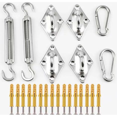 Kits de montaje y accesorios de herrajes para toldos de acero inoxidable 304 M6, para patios rectangulares y triangulares, color plata. (1/5)