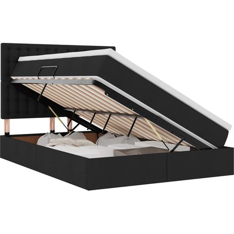 Maison Exclusive - LED-Speicherbett mit Matratze Schwarz 140 x 19