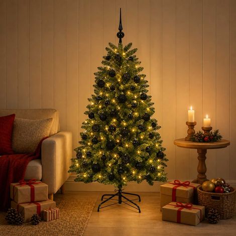 vidaXL Árbol de Navidad artificial verde medio con bolas 150 cm (1/5)