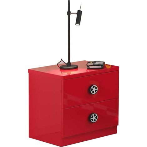 Table de Chevet Enfant Voiture "Monza" 50cm Rouge (1/4)