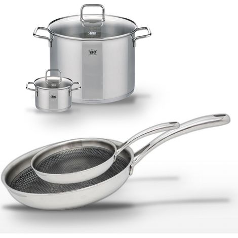 Lot de 2 Poêles 24/28 cm et 2 Faitouts 14/26 cm Elo Relief Evolution (1/5)