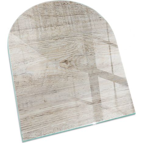 Plaque Rectangulaire en verre trempé de sol imprimée sous cheminée style loft et industriel Texture bois clair 80x70 cm (1/5)
