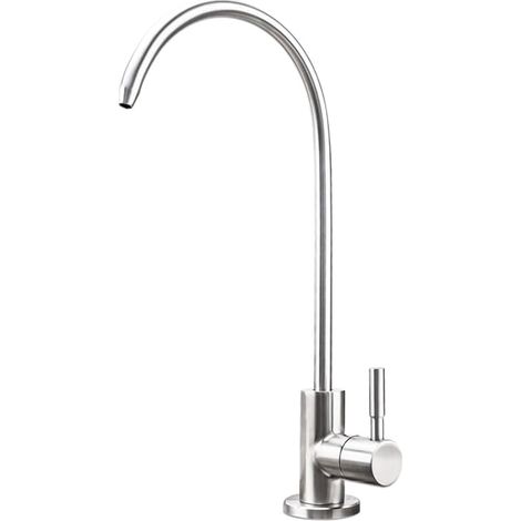 Robinet d\'eau potable pour évier de cuisine, robinet de filtre à eau pour système d\'osmose inverse ou de filtration d\'eau, en acier inoxydable (1/4)