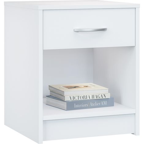 White bedside table with drawer 50x40x35 cm