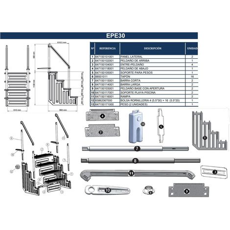 Peldaño inferior escalera GRE EPE30 – Ref. 647150118001