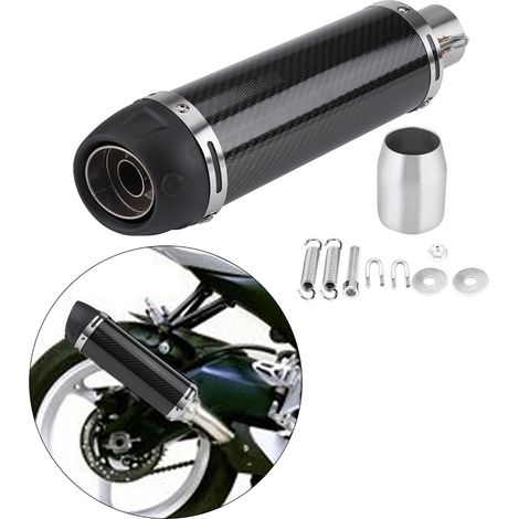 Silencieux d'échappement universel 51mm en fibre de carbone réelle brillante pour moto modifiée, avec réducteur de bruit DB Killer (1/5)