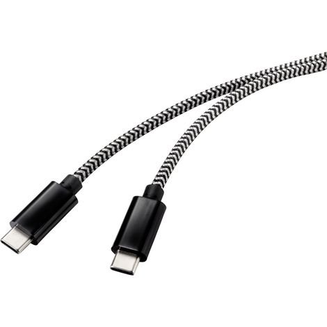 Renkforce USB-Kabel  USB 2.0 USB-C® Stecker, USB-C® Stecker 3.00 m Schwarz/Weiß  RF-4598412 (1/5)