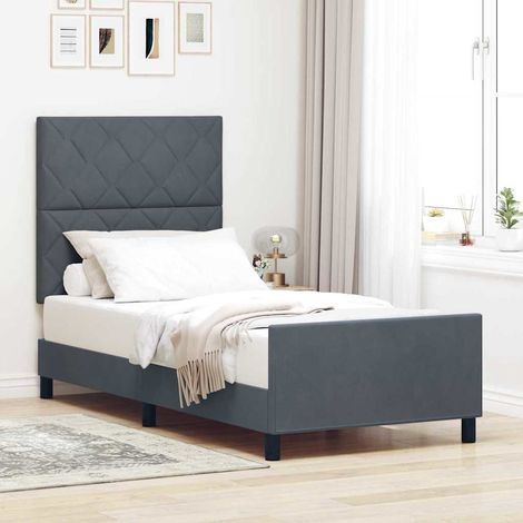 Boxspringbett mit Kopfteil Dunkelgrau 90 x 200 cm Samt