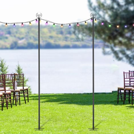 2 pcs Lichterkettenstangen 3m Metall-Lichtstange für Außenlichterkette Girlandenstangen zum Aufhängen von dekorativen Lichtern Standstangen für Garten Party (1/5)