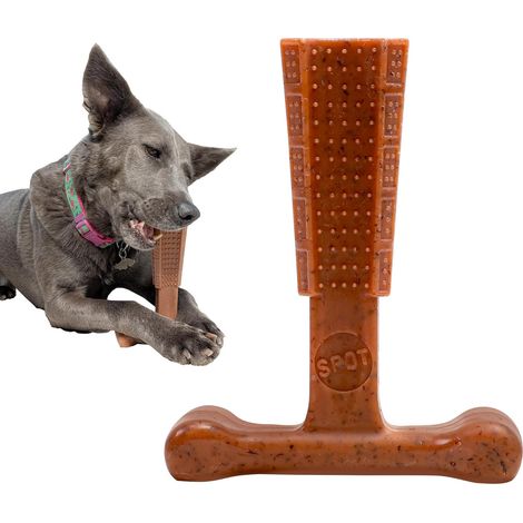 Knochenförmiger Kauknochen aus Bambusfaser und Nylon für Hunde mit mittlerem bis starkem Kaubedürfnis, langlebig, splitterfrei, mit Rindfleischgeschmack, geeignet für ausgewachsene Hunde und Welpen un