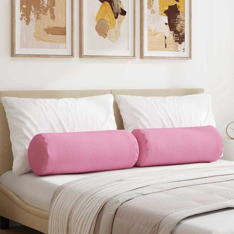 Bolsterkissen 2 Stück Rosa Ø 25 x 70 cm Stoff