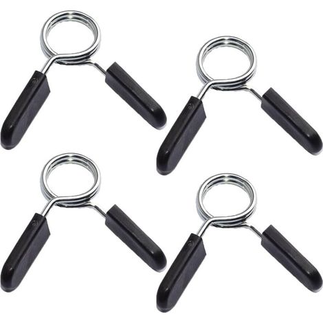 4 pièces pinces à haltères, colliers à ressort, clips de barres, fitness, haltérophilie, barre de poids, pinces pour de nombreux équipements de gymnastique, accessoire de musculation (1/4)