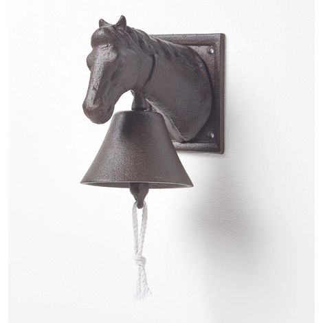 HOMESCAPES Cast Iron Traditional Horse Head Doorbell