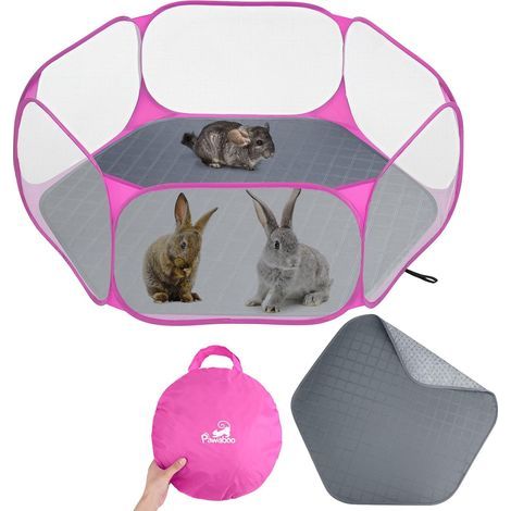 Waterproof Small Animal Playpen, Portable Fence with Reusable Mat, Outdoor Enclosure for Rabbits and Guinea Pigs (1/5)