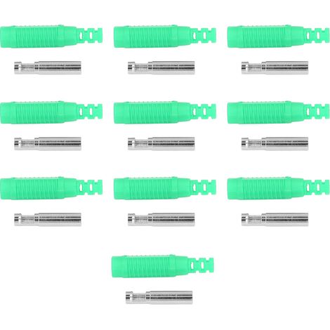 10er-Set Bananenbuchsen-Stecker aus Messing (PA-Buchse) mit Isolierschlauch, Presspassungsadapter J.10031Grün (1/5)