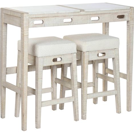Barre de cuisine moderne effet marbre blanc naturel élégant - Blanc naturel effet marbre bois clair (1/5)