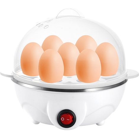 Cuiseur à œufs vapeur multifonctionnel en acier inoxydable blanc monocouche, avec protection contre la surchauffe, petit appareil de cuisine idéal pour le petit-déjeuner, doseur standard inclus, dimen