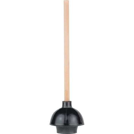 Déboucheur de toilette en caoutchouc, tasse à double force de poussée, robuste, de qualité commerciale avec manche en bois (1/5)